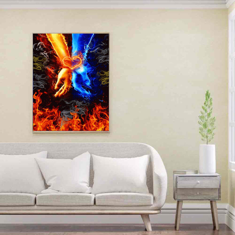 Handmade Flame Couple 5D DIY Full Round Drill Drawing Kit Diamond Painting Cr