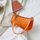 Retro Women Embossed Geometric PU Underarm Shoulder Bag Handbags (Orange)