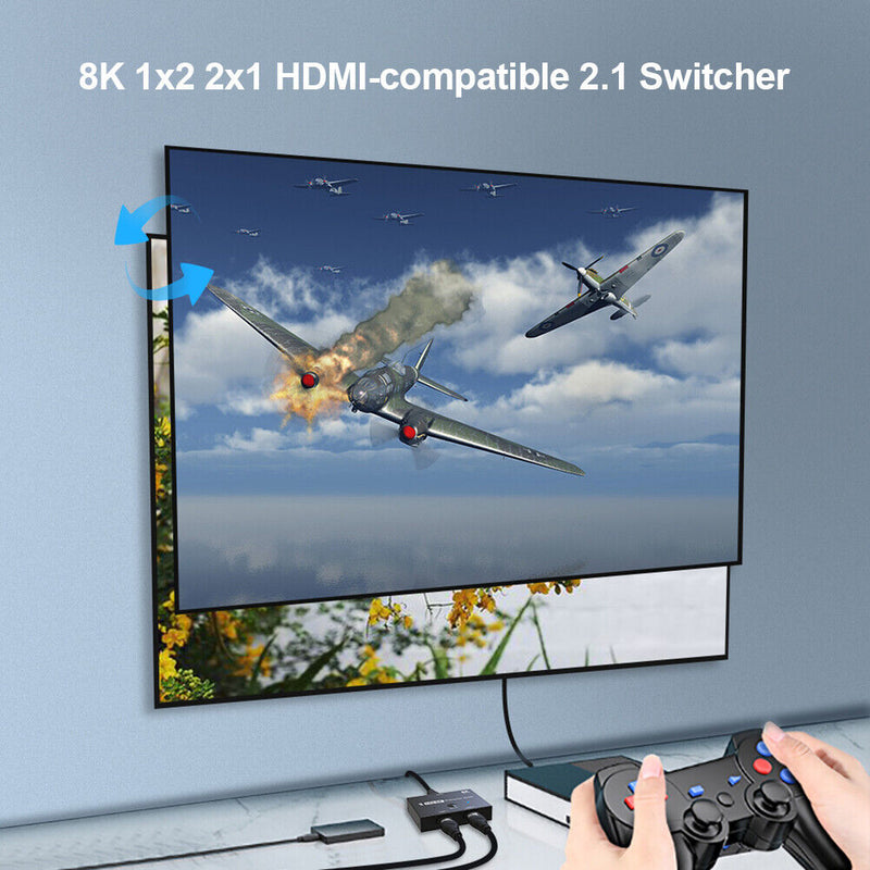 HDMI-compatible 2.1 Switcher Adapter 4K 8K 1x2 2x1 Splitter for PS4 Switch