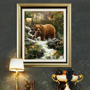Diamond Embroidery Bears Eat Fish Round DIY Diamond Painting Cross Stitch