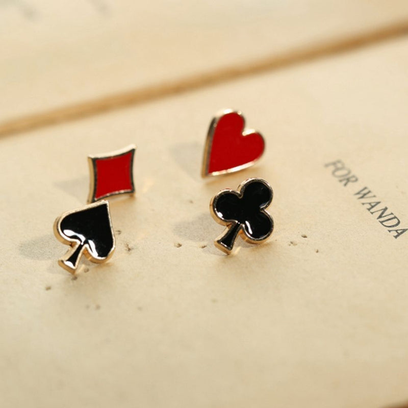 Women Men Poker Shaped Alloy Club Collar Pins Boutonniere Brooches Badges