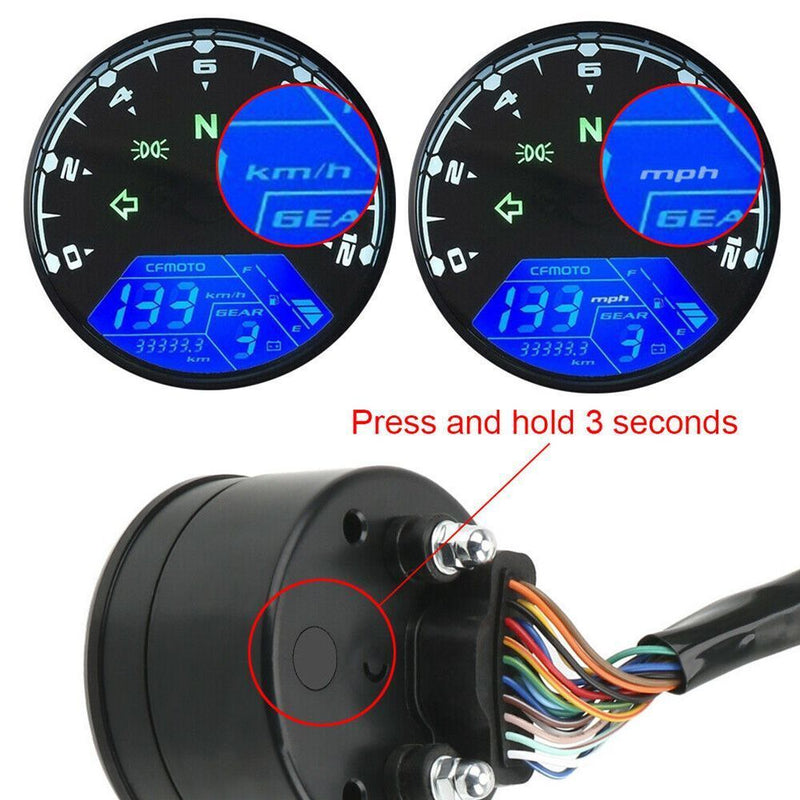Digital Baboon LCD Meter Motorcycle Meter Oil Gauge LCD Tachometer Speedometer