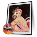 Lady 5D DIY Full Round Drill Diamond Painting Rhinestones Canvas Decor Artwor