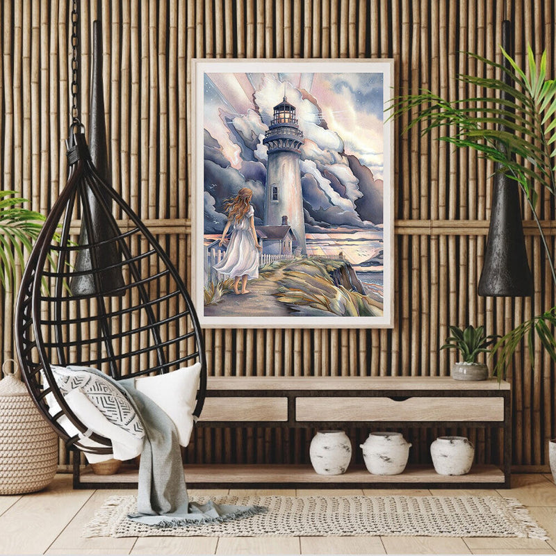 Lighthouse After Storm Oil Paint By Numbers Kits DIY Handpainted on Canvas