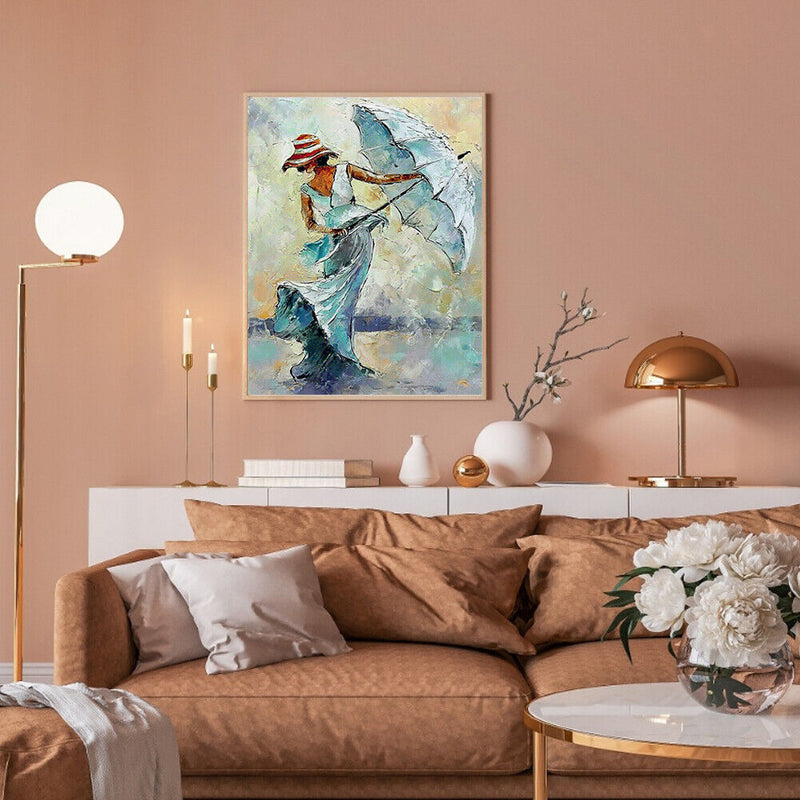 Lady with Umbrella Oil Paint By Numbers Kits Canvas Picture DIY Wall Art