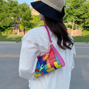 Fashion Geometric Hit Color Clutch Leather Women Casual Shoulder Underarm Bags