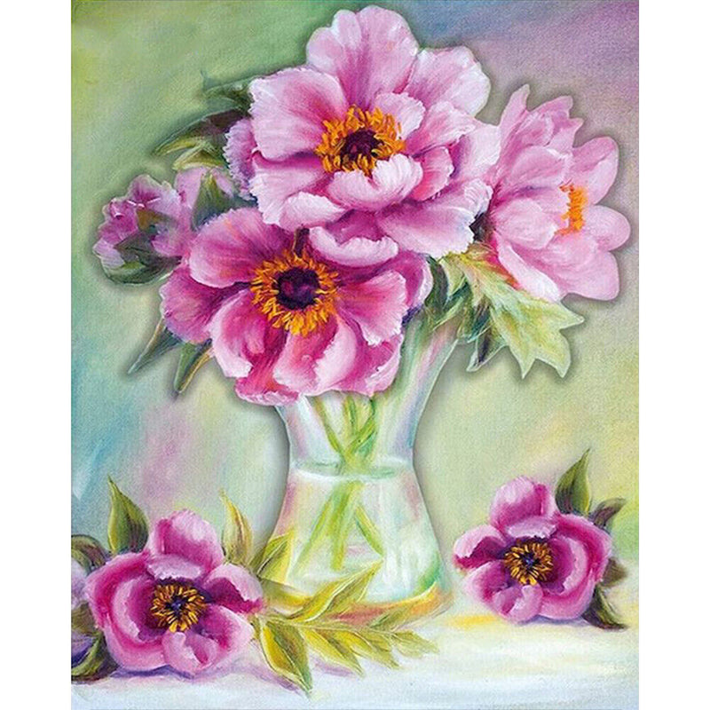 Paeonia Flower Series Oil Paint By Numbers Kit Frameless Drawing Picture Decor