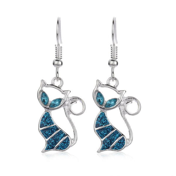 Women Elegant Gift Fashion Opal Cat Earrings Jewelry Drop Dangle Hook Ear Stud