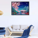 Night Peach Tree Oil Paint By Numbers Kits DIY Handpainted Canvas Picture