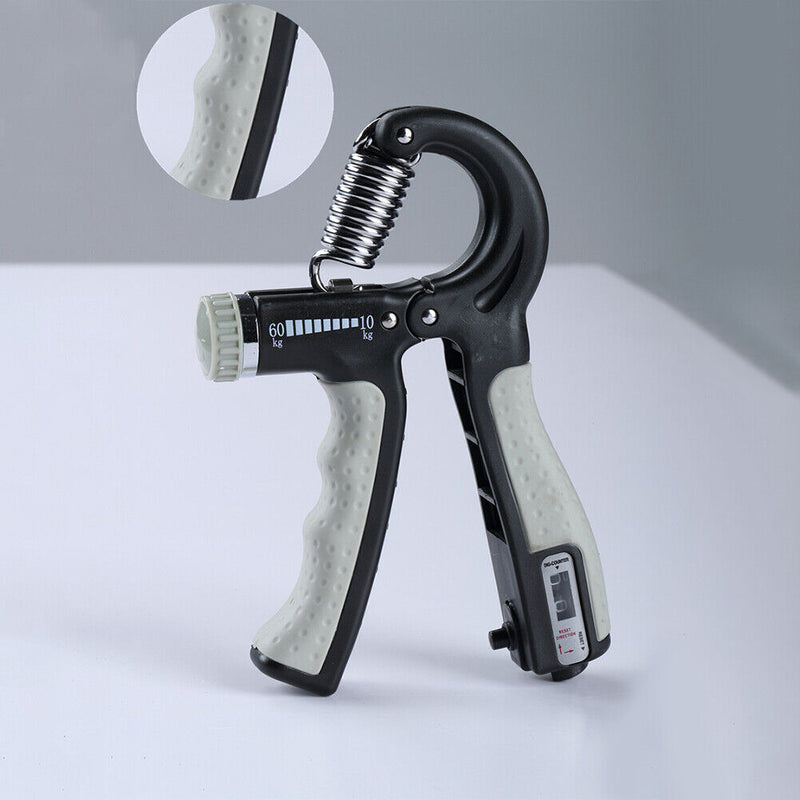 R-Shape Spring Hand Gripper Fitness Countable Hand Strength Grip (Gray) Newly