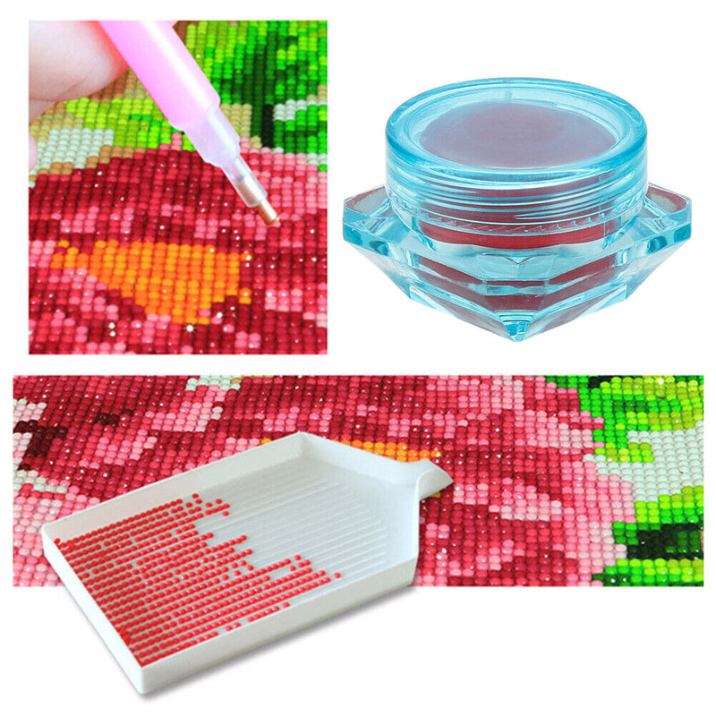 Diamond Painting Kit Glue Clay with Box Point Drill Beads Pen Mud (Blue)