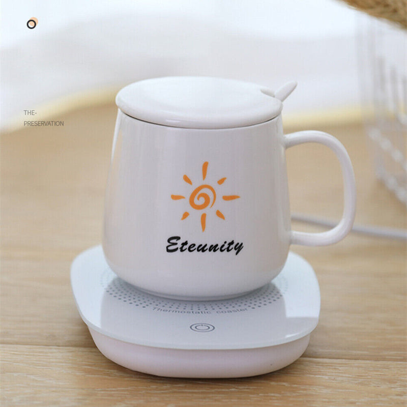 55-Degree Cup Heated Coaster Auto Gravity Sensor Home Office Cup Warmer Pad Mat
