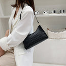 Retro Women PU Leather Solid Color Alligator Pattern Small Underarm Shoulder Bag