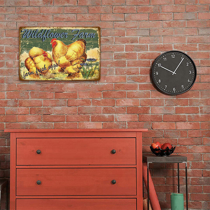 Farm Chicken Metal Retro Tin Sign Poster Wall Plate for Living Room Bar Club