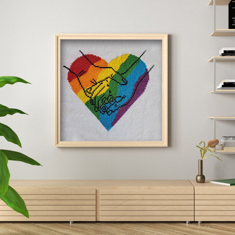 Partial Embroidery Set Cross Stitch 11CT Needlework Kit Rainbow Love DIY Art