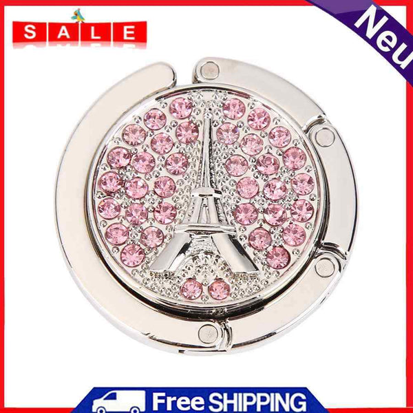 5pcs Portable Metal Foldable Bag Hook Holder Purse Hanger (Pink)