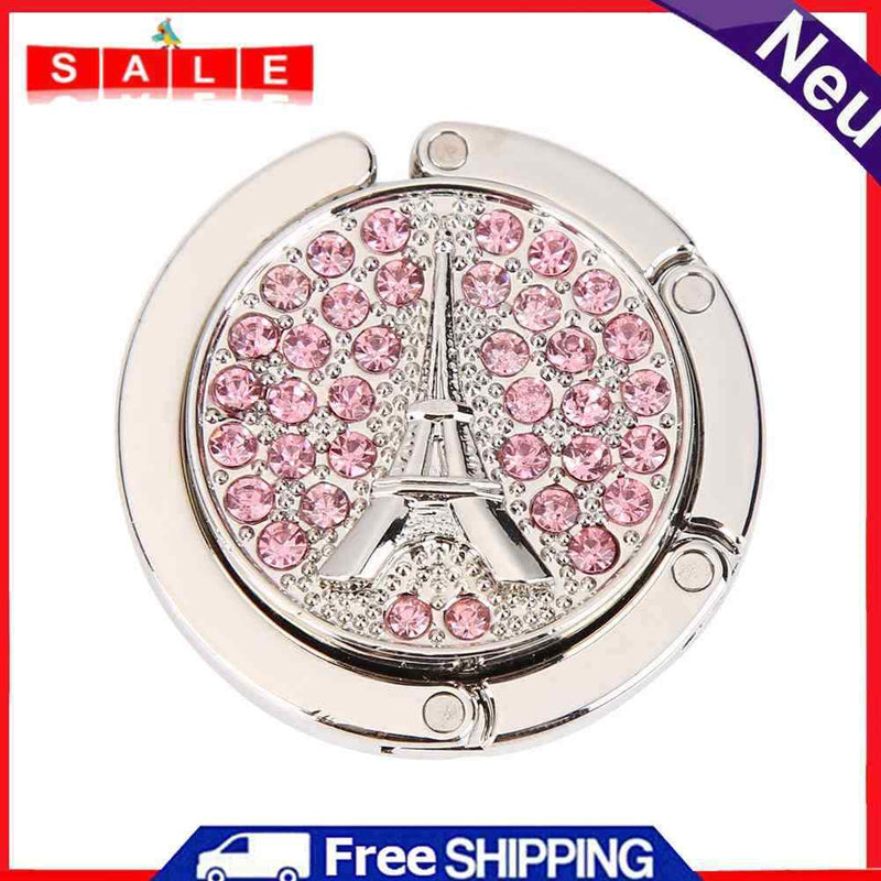 5pcs Portable Metal Foldable Bag Hook Holder Purse Hanger (Pink)