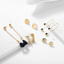 Women Trendy Mixed Black Tassel Ear stud Long Dangle Drop Alloy Earring Sets