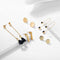 Women Trendy Mixed Black Tassel Ear stud Long Dangle Drop Alloy Earring Sets