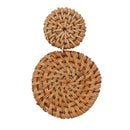 Rattan Earrings Geometric Retro Handmade Woven Straw Statement Circle Earrings