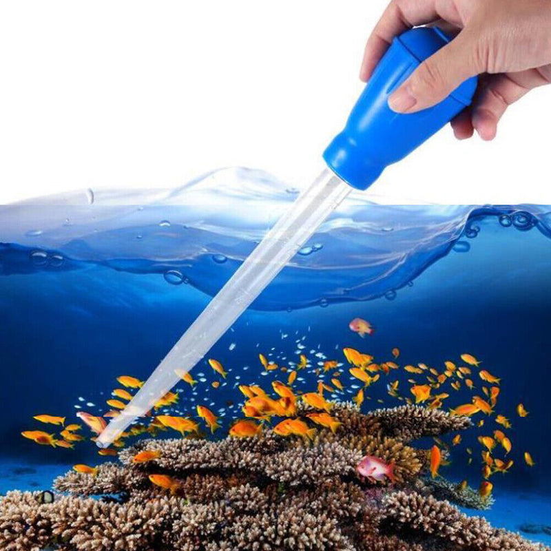 Manual Fish Tank Aquarium Feed Water Changer Mini Suction Pipe Tool (Blue)