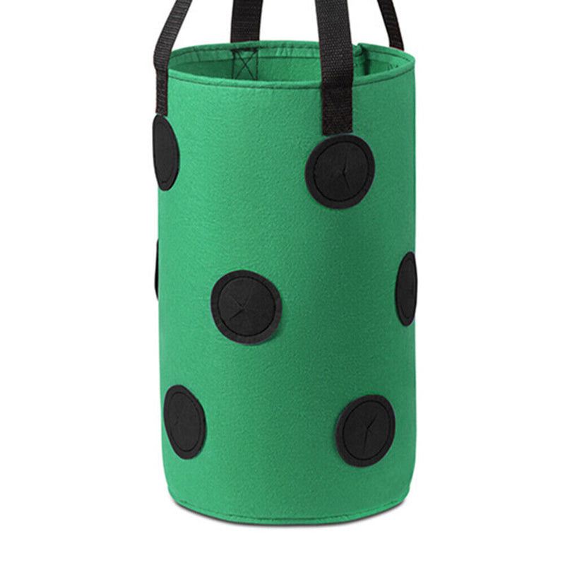 Strawberry Planting Hanging Felt Bag Garden Pot Vertical Container (Green)