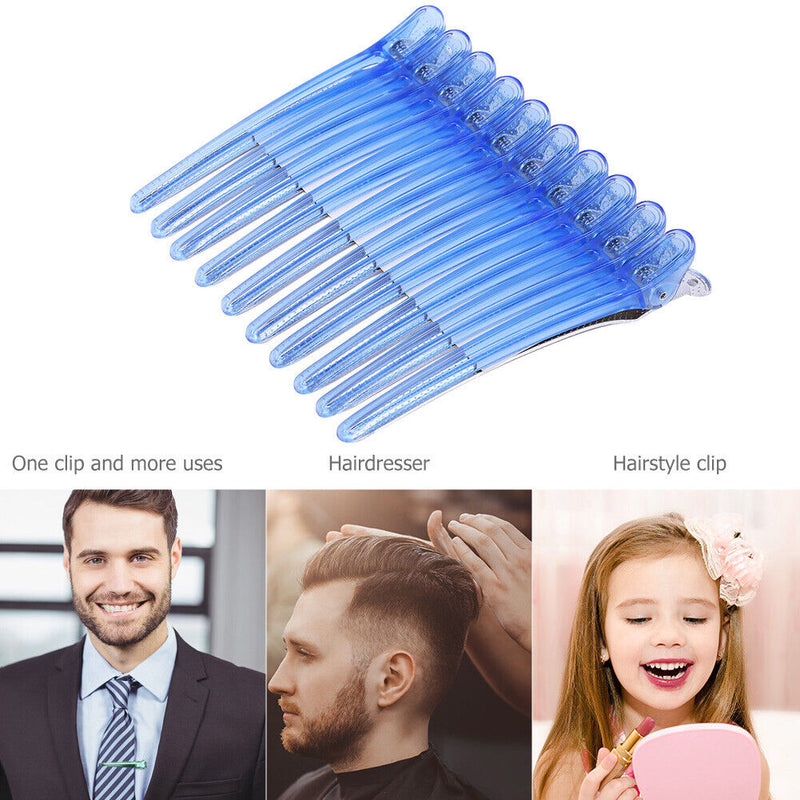 10pcs Hair Care Clip Stainless Steel Hairdressing Sectioning Clamp (Blue) Newly