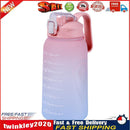 2L Water Bottle Straw Cup Time Marker Sports Drinking Fitness Jugs (Pink) Newly