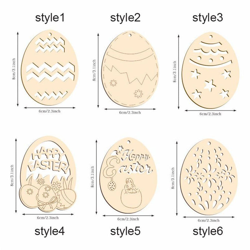 DIY Craft Easter Decorations Hanging Ornaments Drawing Wood Slice Easter Eggs