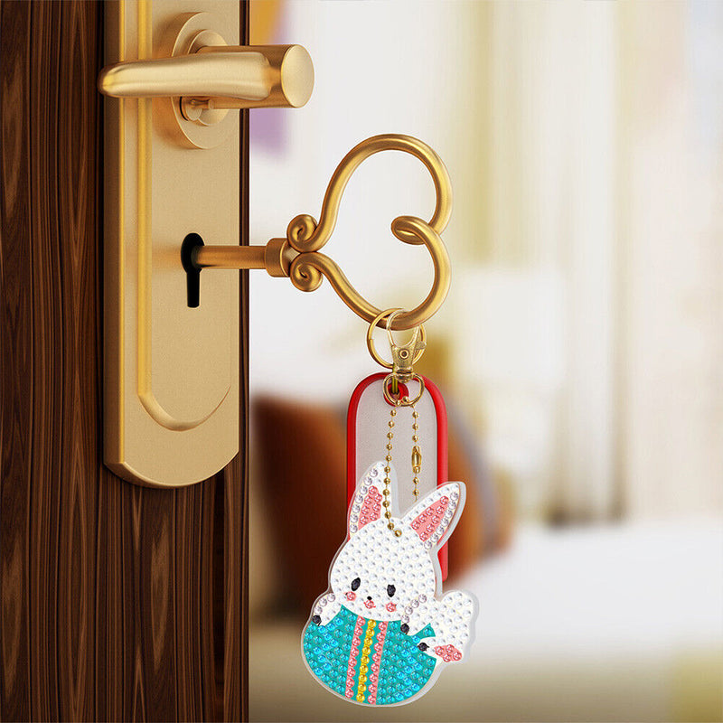 2pcs Diamond Painting Keychain Kit DIY Full Special Shaped Key Ring Bag Decor
