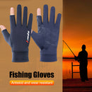 1 Pair Fishing Gloves Anti-slip 2 Fingers Cut Ice Silk Hand Protect (Blue) Newly