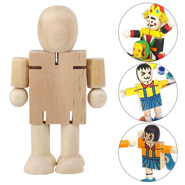 DIY Home Decoration Joint Wooden Puppet Deformation puppet White Embryo Robot