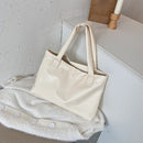 Fashion Solid Color Women Handbag Simple Large Capacity PU Shoulder Shopping Bag