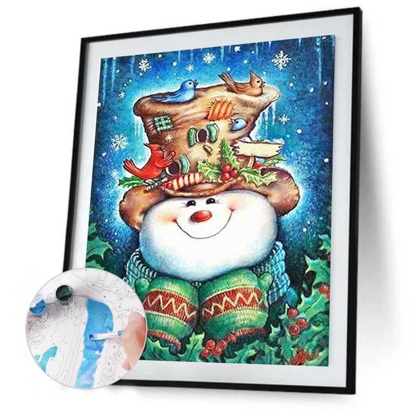 Christmas Snowman Oil Paint By Numbers DIY Coloring Picture Kits for Adults Kids
