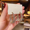 Crystal Hoop Earrings Wedding Jewelry Hoop Dangle Stud Shinning Luxury Earrings