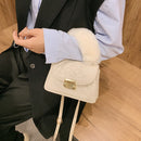 Women Plush Handle PU Crossbody Bag Simple Solid Small Shoulder Party Coin Purse