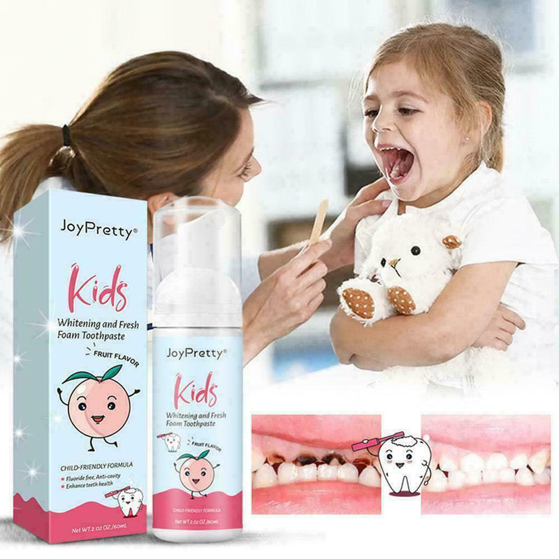 60ml Kids Toothpaste Foam Toothpaste Peach Flavor Teeth Whitening Stains L0A1