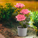 #A 3LED Rose Flower Solar Light Bonsai Flowerpot Garden Home Office Table Lamp