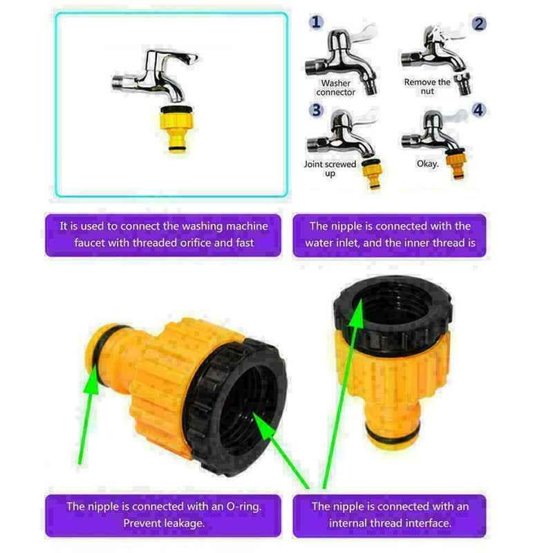 ABS Garden Hose Water Pipe Connector Tube Fitting Tap 1/2" 3/4" V5A0 Q3G8 Q9G8