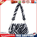 Portable Plush Shoulder Handbag Women Animal Print Underarm Bag Purse (4)