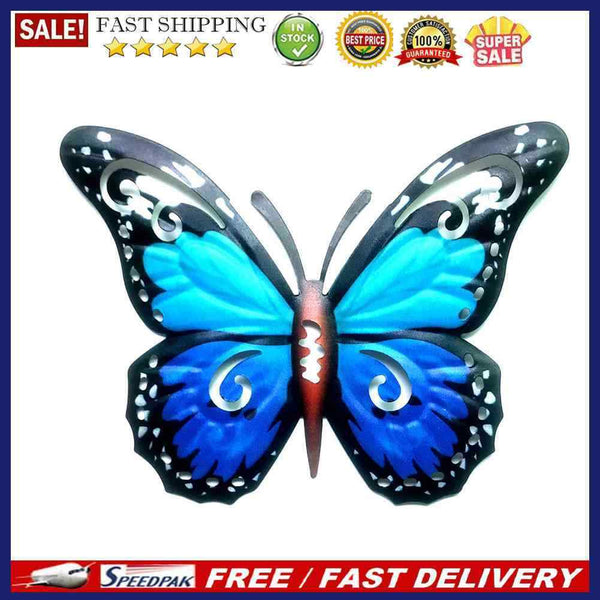 16.5cm Metal Wall Hanging Butterfly Insect Sculpture Home Wrought Iron Butter