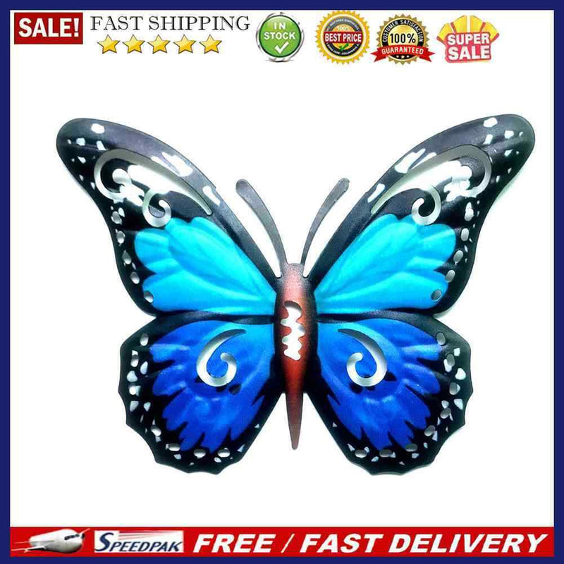 16.5cm Metal Wall Hanging Butterfly Insect Sculpture Home Wrought Iron Butter