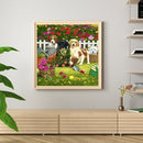 DIY Dog in Garden Rhinestone Picture Mosaic 5D Full Round Drill Diamond Pai