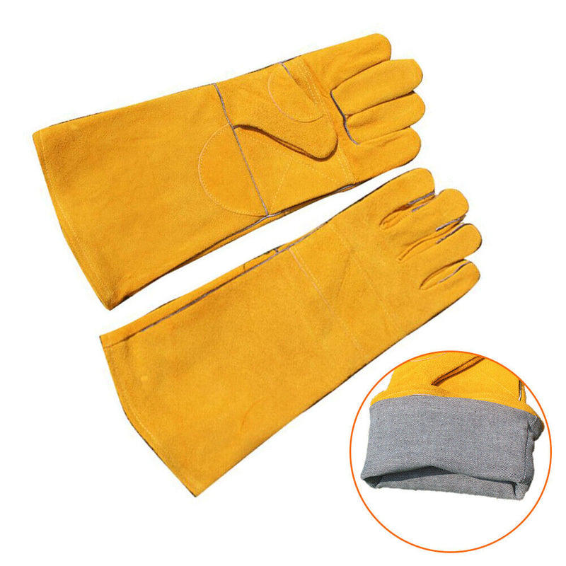 Thick Cowhide Kitchen BBQ Gloves Heat Resistant Barbecue Stove Welding Gloves