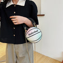 Fashion Round Basketball Shaped Womens Shoulder Bag Leather Chain Purse Handbags