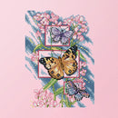 Stamped Cross Stitch Kits Butterflies Plants Embroidery DIY Sets 2 Strands 14CT