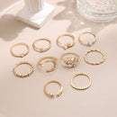 Fashion Hollow Diamond Moon Heart Leaf Ladies Ring Wedding Party Jewelry Gift