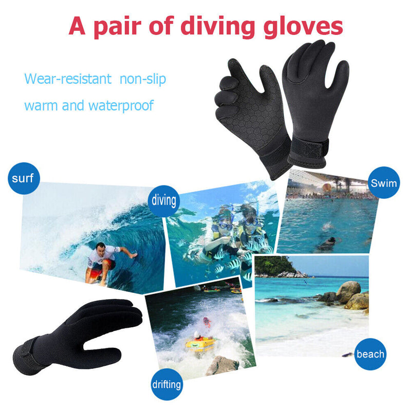 3mm Neoprene Scuba Snorkeling Gloves Non Slip Diving Winter Swim Glove (L) Newly