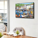 Full Embroidery 11CT Cross Stitch Stamped Kits Seaside Town DIY Decorative Craft