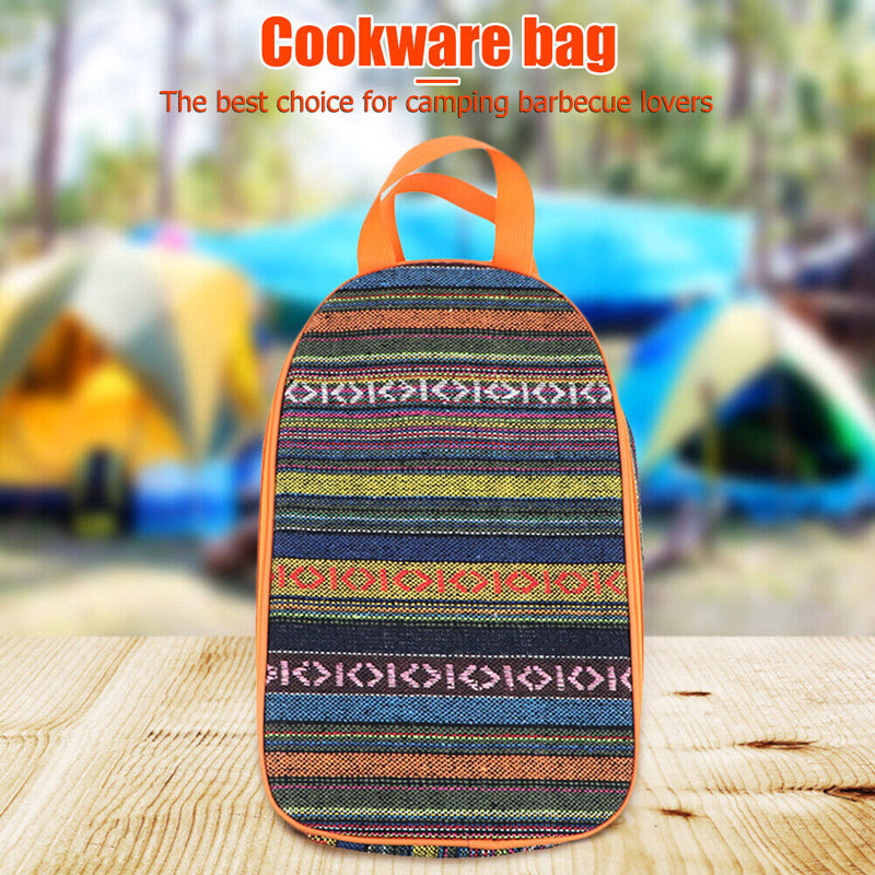 Outdoor Camping Cookware Storage Bags Travel BBQ Picnic Pouch (Ethnic) Newly